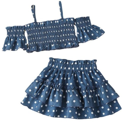 Summer Polka Dot Print Skirt Set